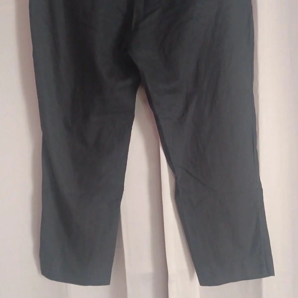 Banana Republic Avery Tie Waist Linen Blend Pants Mid Rise Tailored Ankle Black